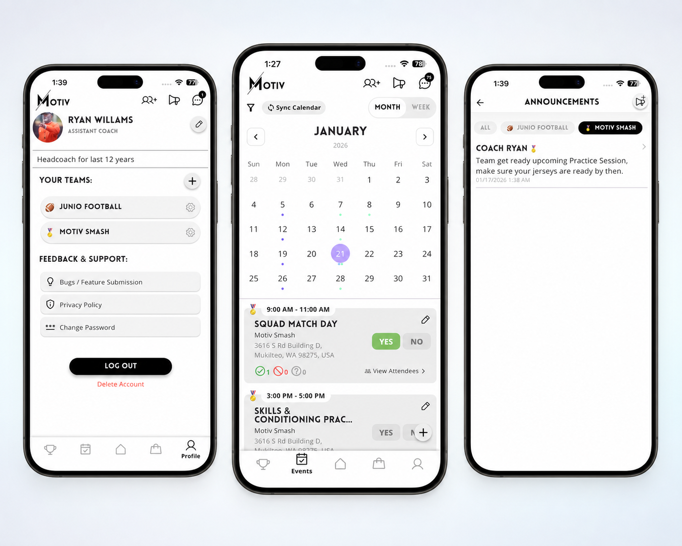 Motiv sports management app case study by DevDefy