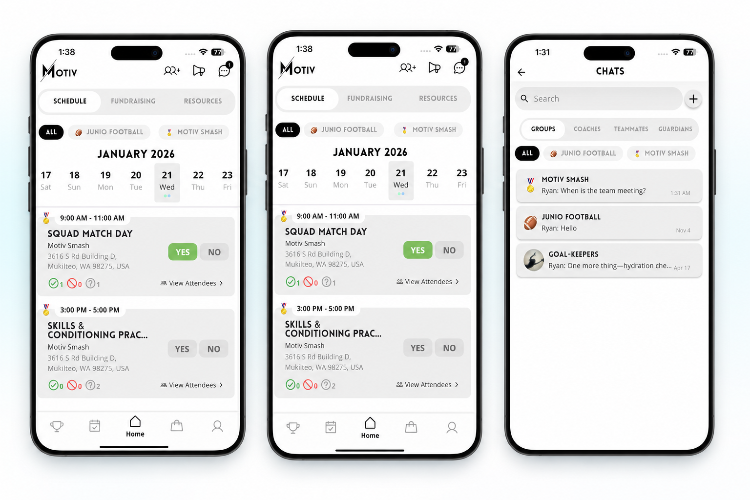 Motiv sports management app team and product story